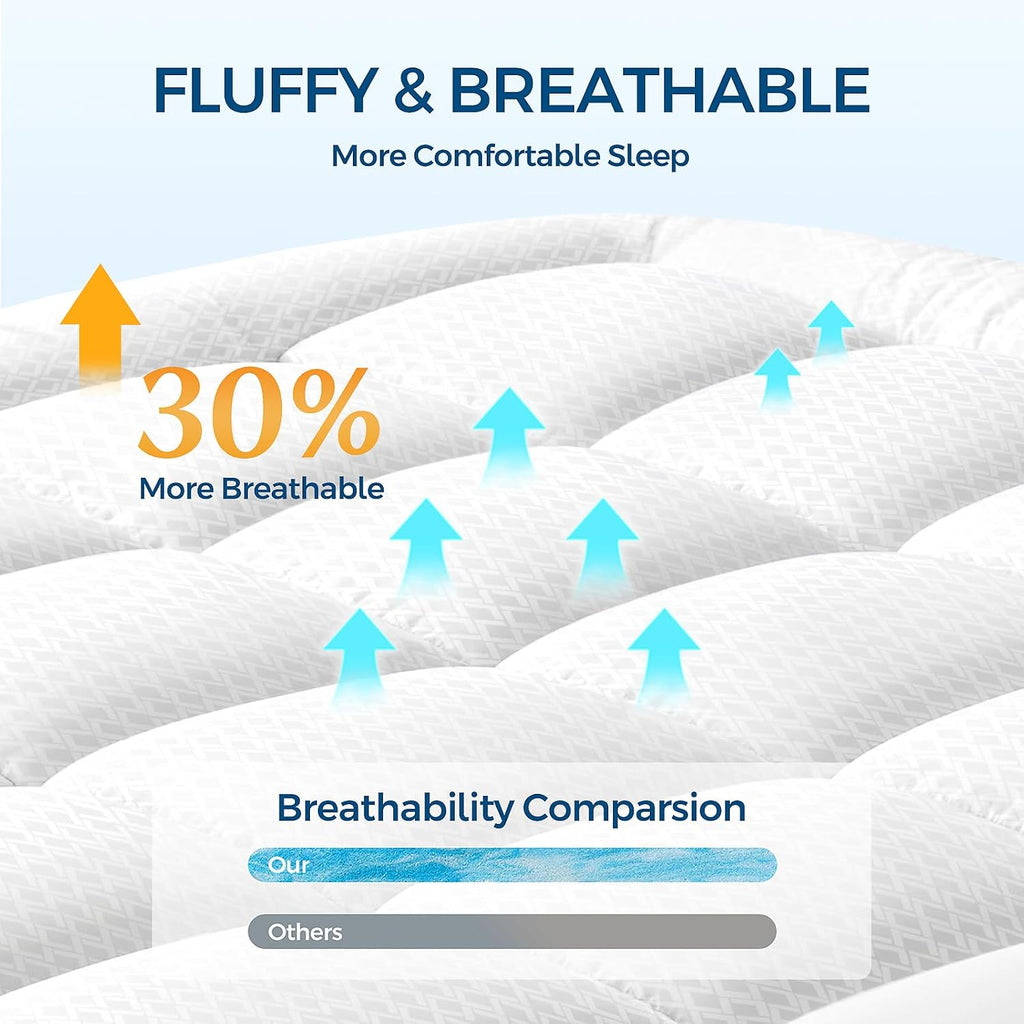 Premium Dual Layer 4 Inch Memory Foam Mattress Topper, 2 Inch Gel Memory Foam and 2 Inch Pillow Top Mattress Pad