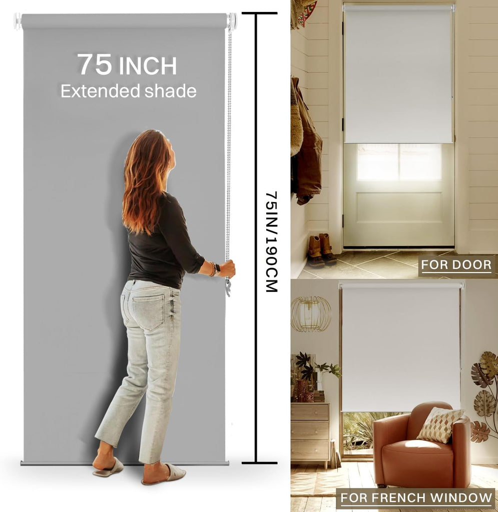 No Drill Blackout Roller Shade 40" W x 75" H, Beige