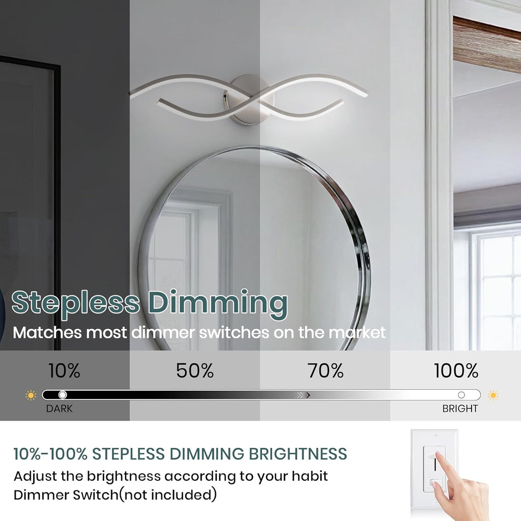 23 Inch Black Modern LED Vanity Light, 20W 5CCT Dimmable Bathroom Light Fixture Over Mirror, 2700K-6500K Contemporary