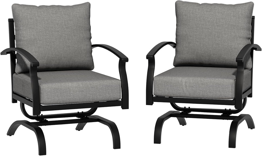 2 Pieces Patio Furniture Set, Outdoor Metal Rocking Chair, Patio Bistro Set Rocker with Thickened Cushions for Porch