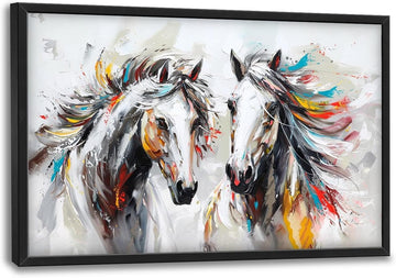 Horse Large Wall Art White Horse Animal Pictures Wall Decor Colorful Graffiti Canvas Print Painting Artwork Living
