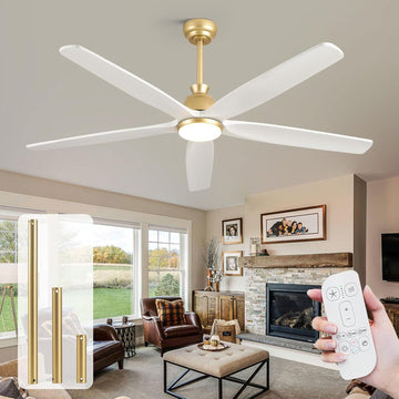 60" Ceiling Fan with LED Light and Remote - White Gold