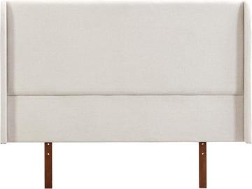 Queen Wingback High Headboard, Upholstered Linen Fabric Headboard, Bamboo Wood, Easy Assembly, 48''H, Tan