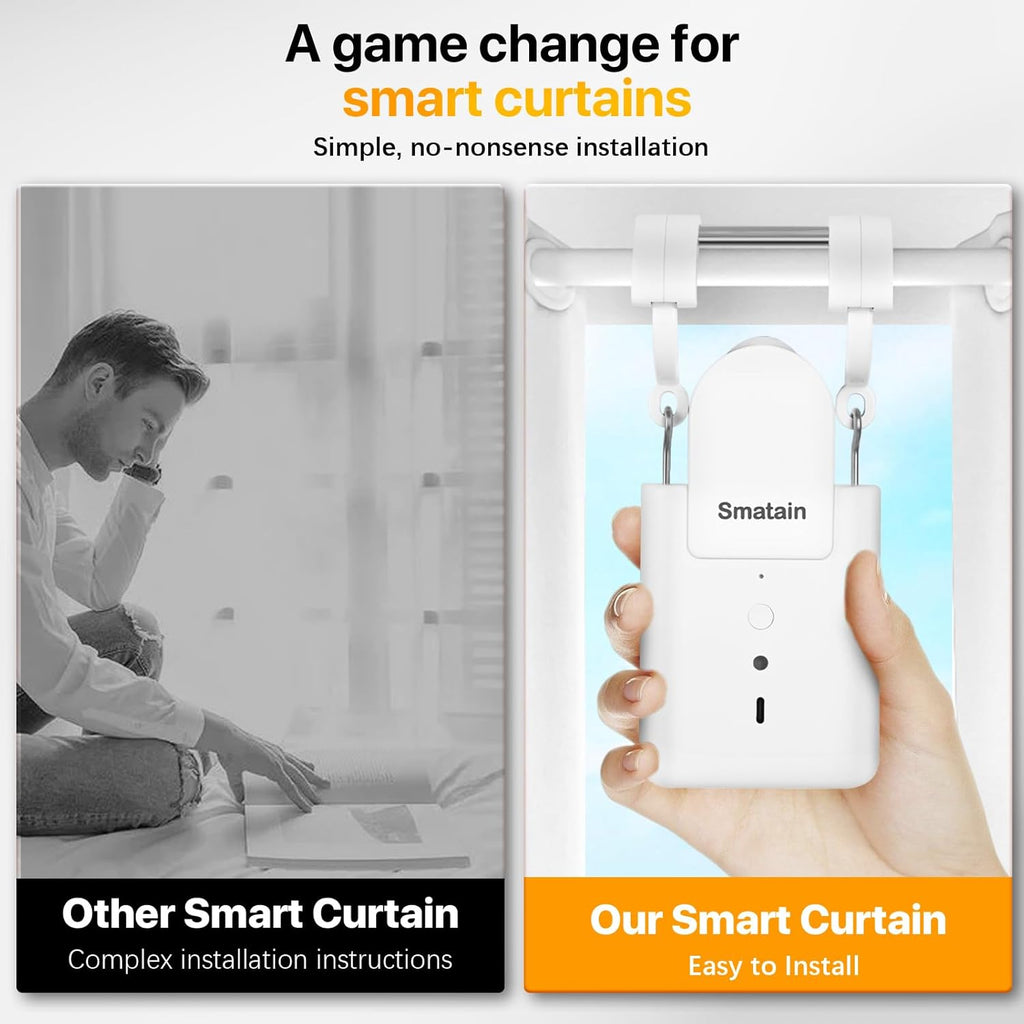Smatain Smart Curtain Control Openr, Remote Control Curtain Robot, WiFi Enabled Motorized Curtain Rod Controller