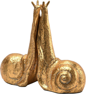 Decorative Distressed Cast Metal Snail Bookends, Gold