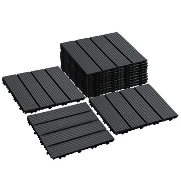 12 PCS Plastic Interlocking Patio Deck Tiles - 12" x 12" Waterproof Indoor Outdoor Flooring, Patio Floor Decking for