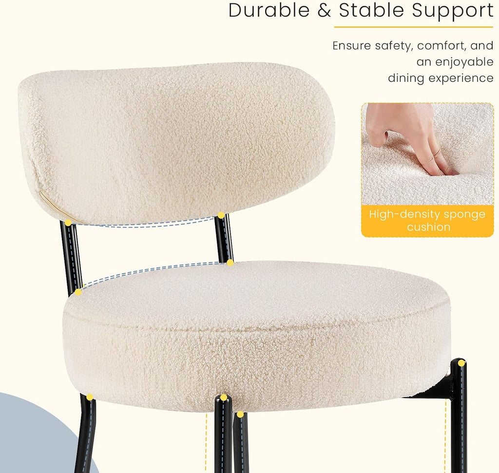 Dining Chairs Set of 4, Mid Century Modern Chair Round Upholstered Curved Backrest, Kitchen Vanity Living Room Chairs