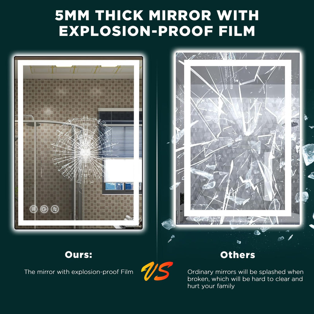 32" x 24" LED Bathroom Mirror with Lights, Memory Vanity Mirror