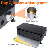 3-Burner Portable Tabletop Propane Gas Griddle with Stainless Steel Flat Top, Cast Iron Grates, 30,000 BTU Output for Camping, Tailgating, and Outdoor BBQ