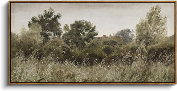 Extra Large Framed Vintage Wall Art, Living Room Country Farmhouse Decor, Grassland Landscape Paintings, Canvas