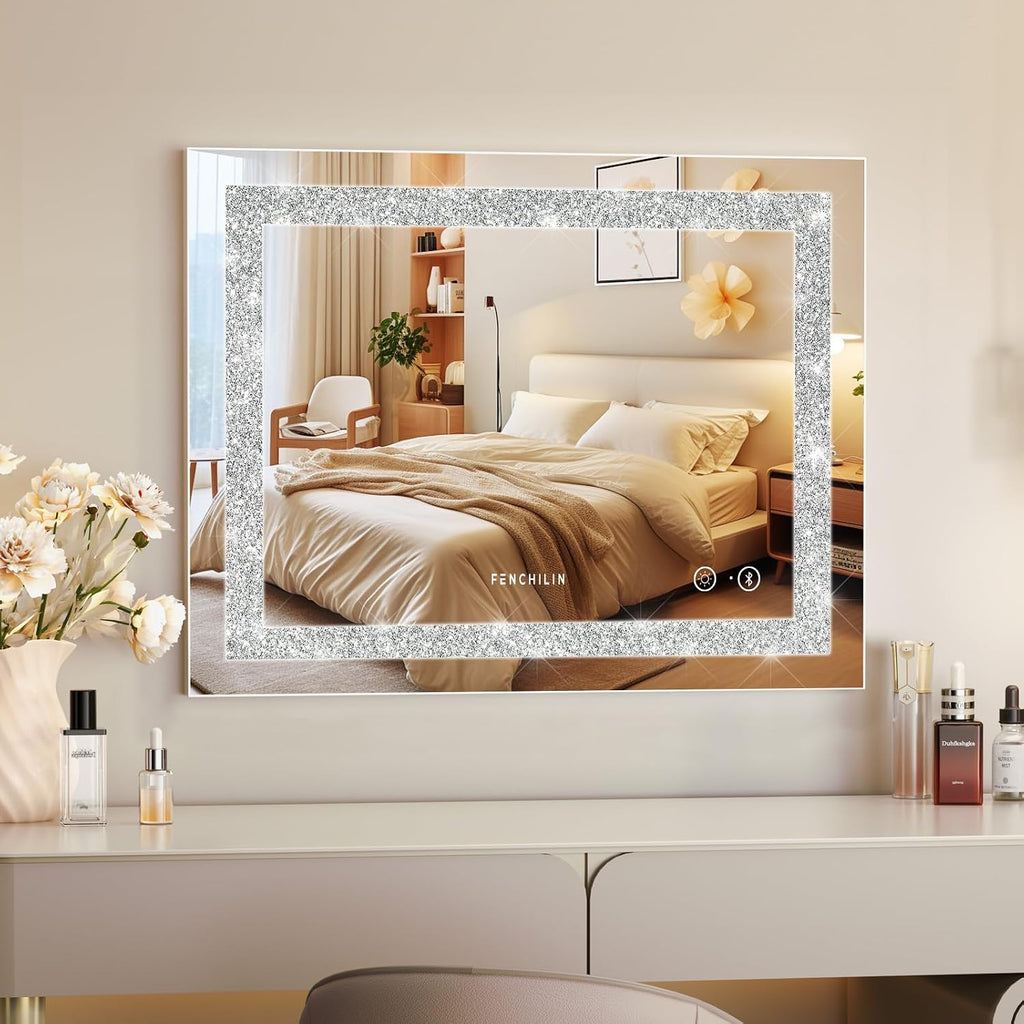 Vanity Mirror with Lights 23” x 18” Hollywood Makeup Mirror with Light Strip Smart Touch Control 3 Colors