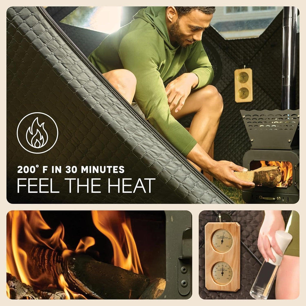 ZenZone Outdoor Sauna Tent - Portable Wood Burning with Stove