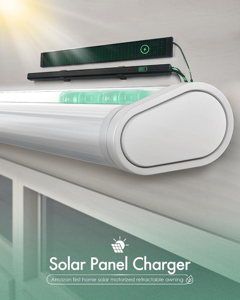 12'x8.2' Solar Motorized Retractable Patio Awnings with Wind Sensor | Smart Electric Awning for Outdoor Decks, Full