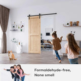 30in x 84in Sliding Barn Wood Door,Interior Doors,DIY Assemblely,Solid Natural Spruce Panelled Slab,