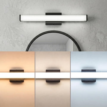 24" Modern LED Bathroom Light Fixtures, Matte Black 3CCT Dimmable Bathroom Vanity Light Over Mirror, Bathroom Vanity