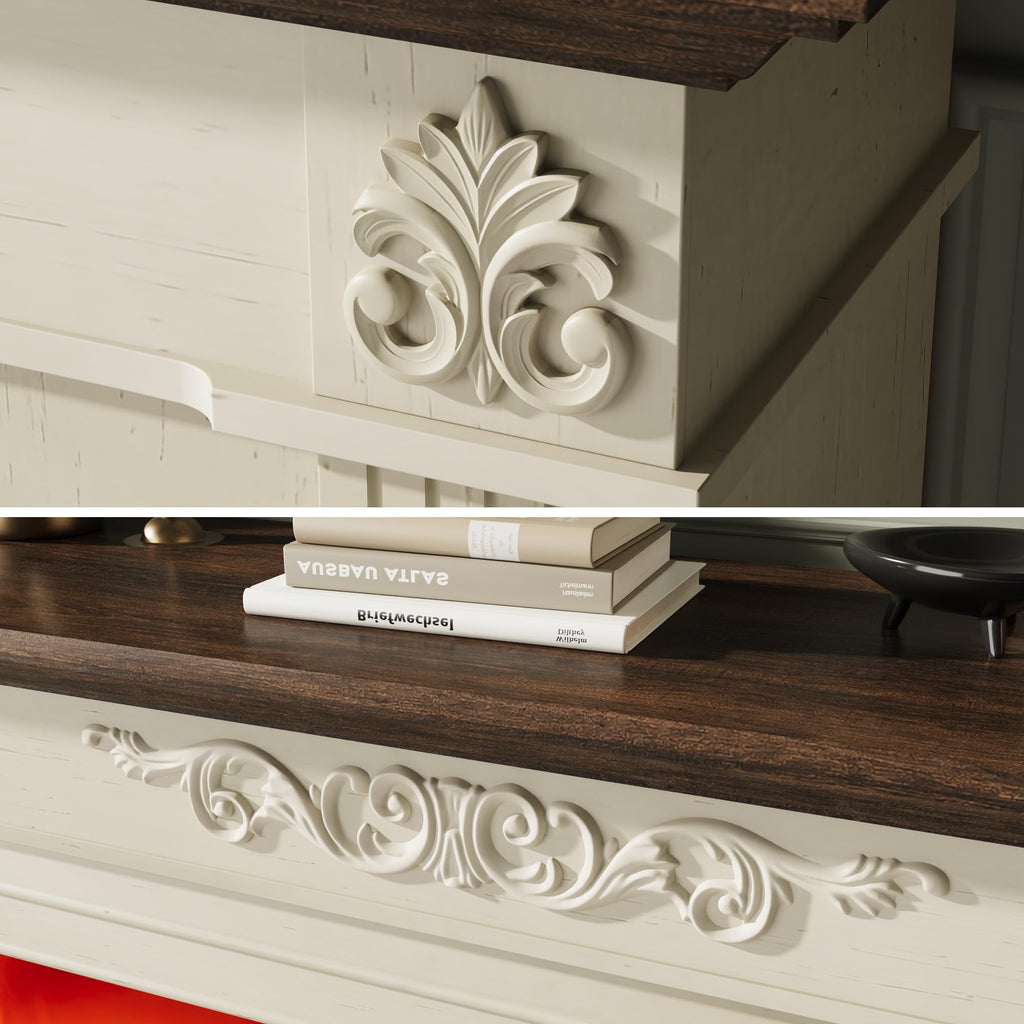 59inch Fireplace with Mantel(Antique White)
