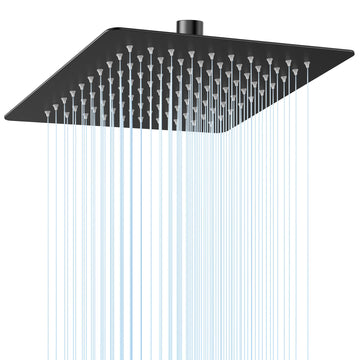 10x10 Inch Matte Black Rain Shower Head, 304 Stainless Steel Square High Pressure Rainfall Shower Head, Ultra Thin