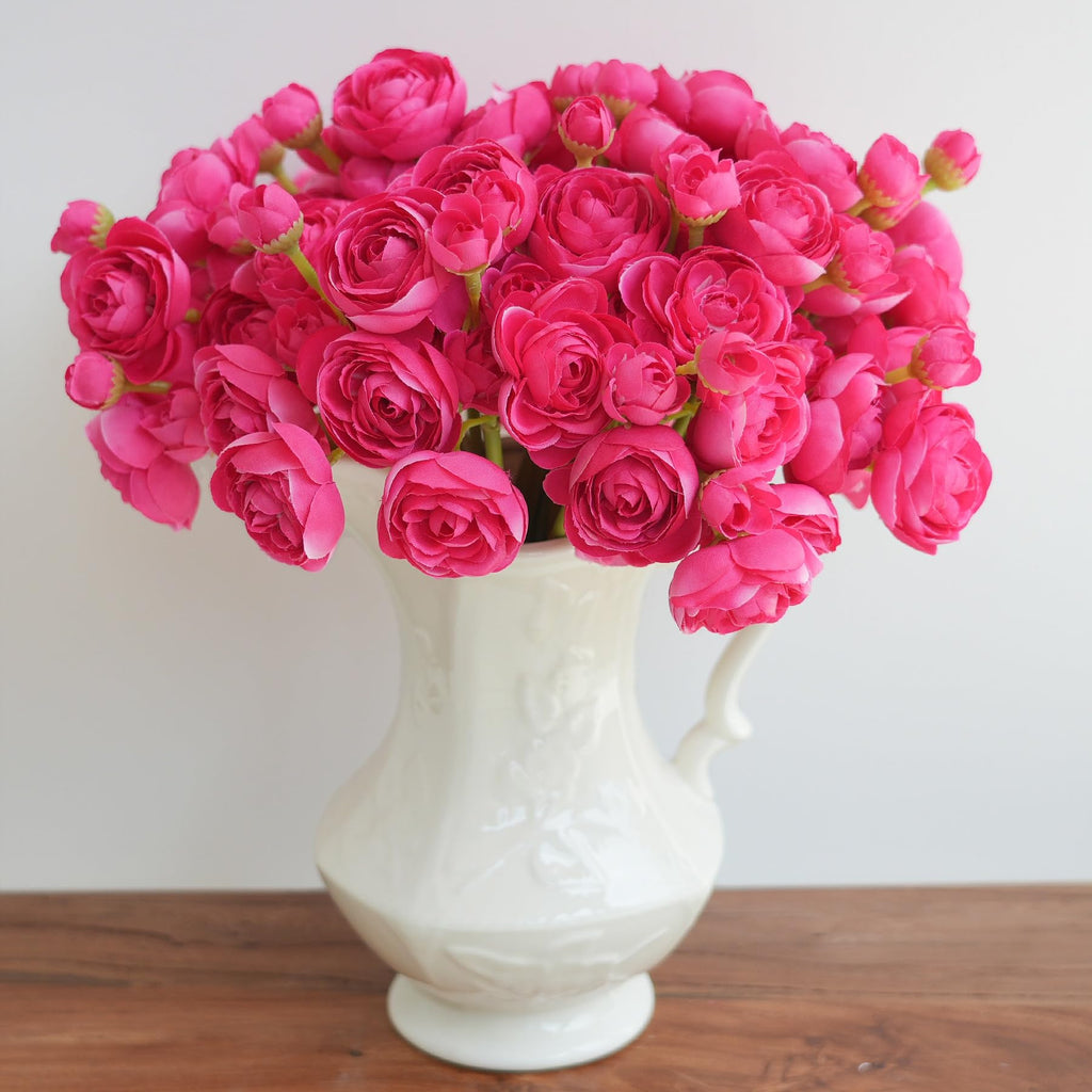 Artificial Ranunculus Flowers Hot Pink Flowers Small 18pcs