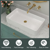 Rectangular Bathroom Vessel Sink 24 Inch - 24"x14" White Ceramic Porcelain Above Counter Modern Art Sink
