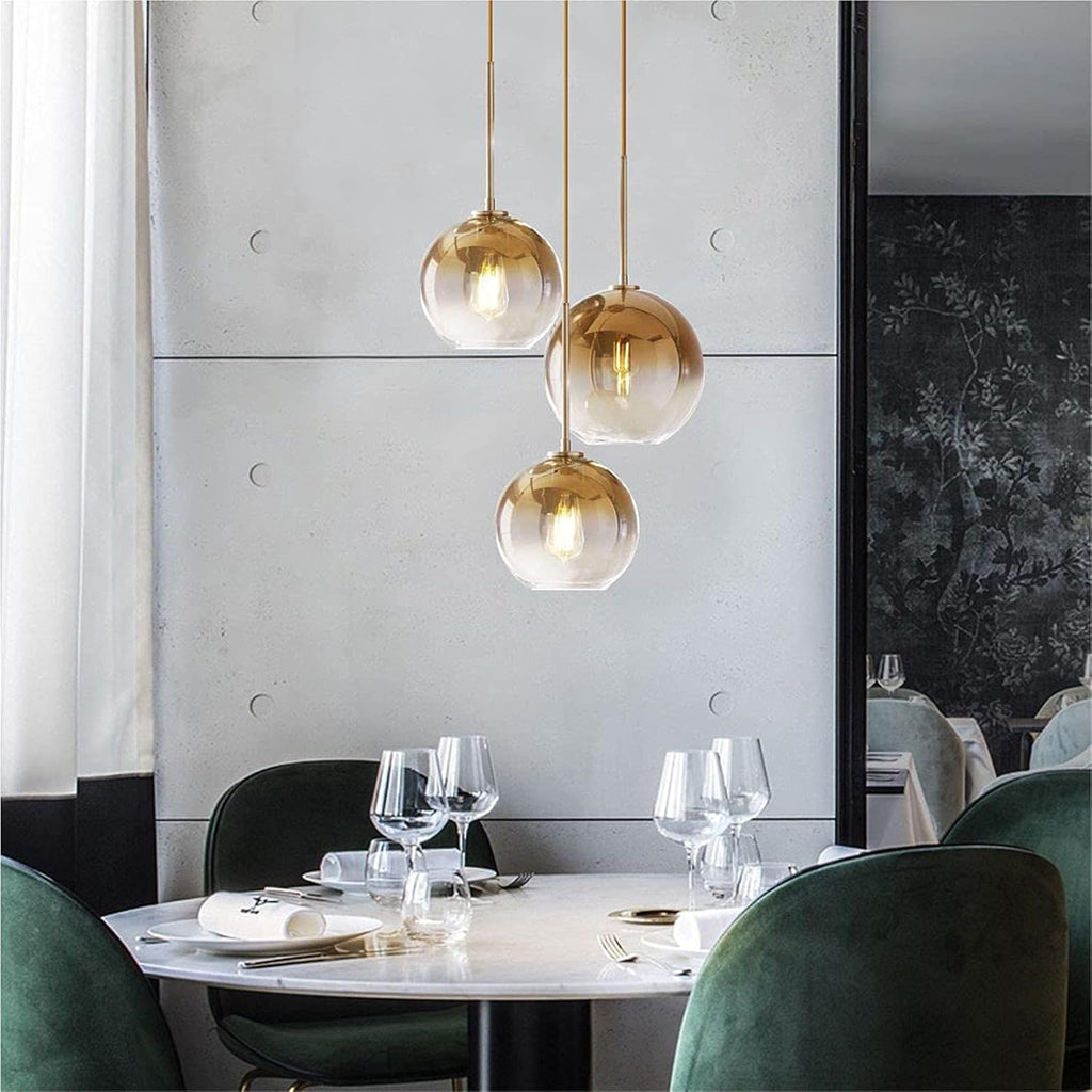Gradient Color Glass Pendant Light,Modern Glass Hanging Light Chandelier Light (Gold, 20cm)