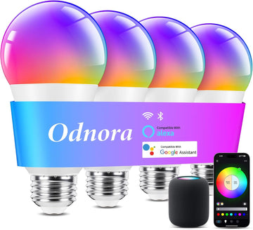 Smart Light Bulbs, Color Changing Light Bulb, Work with Alexa & Google Assistant, RGBWW A19 LED Light Bulbs Dimmable