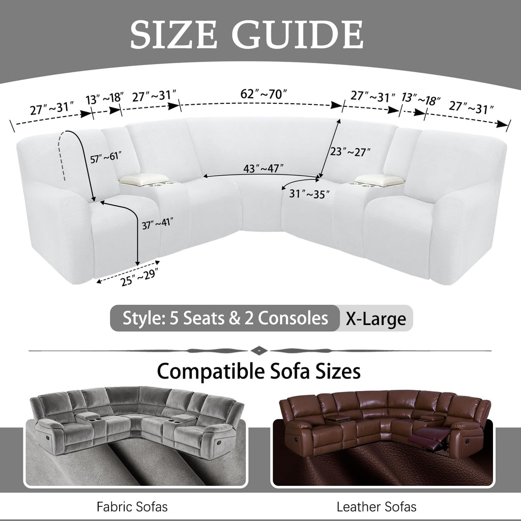 Reclining Sectional Couch Covers Waterproof L Shape Washable Recliner Sofa Cover for L Shaped Sectional Super Stretch