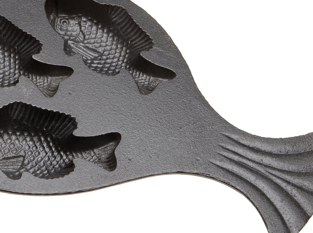 Fish Impression Cornbread Pan, Cast Iron, Black, 16.25 Inch