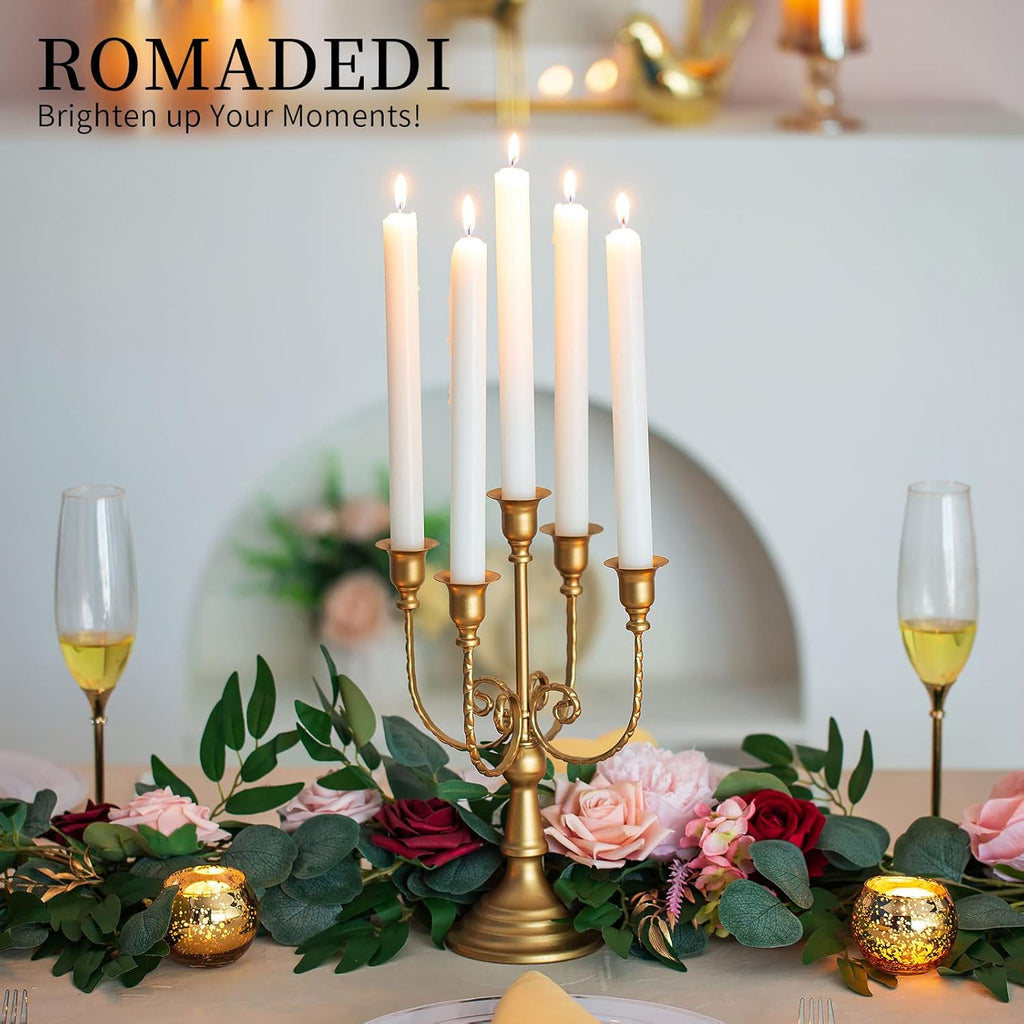 Candelabra Gold Candle Holders - 5 Arm 11.8" Wedding Candlestick Holder for Theme Party Table Centerpiece Decor