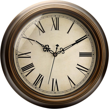 Large Metal Wall Clock, 13'' Non Ticking Classic Retro Silent Iron Clocks Decorative Kitchen Living Room