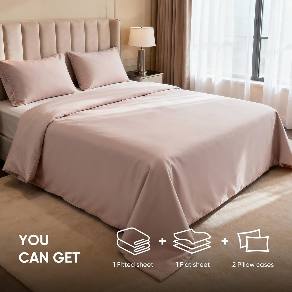 1200 Thread Count Egyptian Cotton 100% Bed Sheet Set, Solid Thickness, Long-Lasting Durable Construction, Resists