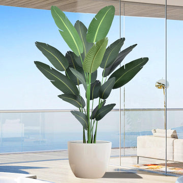 7ft Artificial Bird of Paradise Trees (84in) Tall Large Faux Tree with 19 Realistic Trunks, Fake Tropical Floor