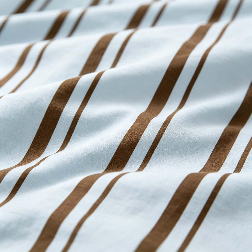 Blue Brown Striped Duvet Cover Set Queen Modern Farmhouse Bedding