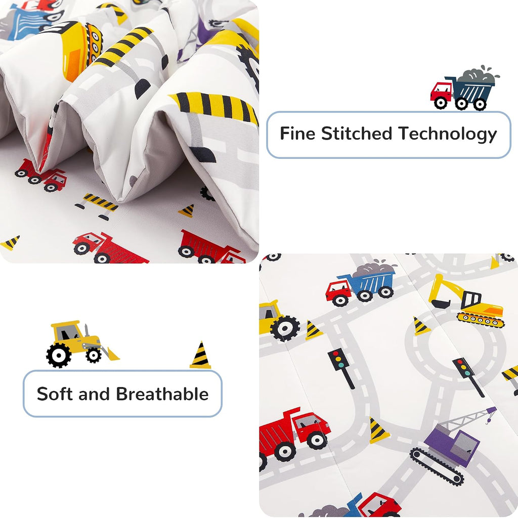 Kids Bedding Sets for Boys, Girls Soft Comforter Set with Sheets, 5 Pieces Microfiber Bed in a Bag, White