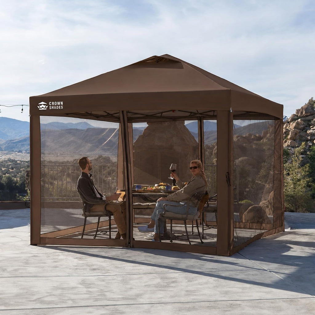Gazebo 10x10 Pop Up Canopy with Mosquito Netting, Screen Tent with 4 Ropes, 8 Stakes