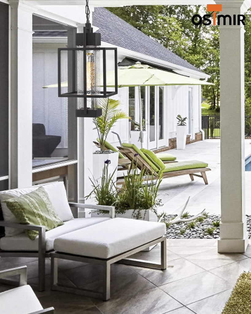 Outdoor Pendant Light, 16" 1-Light Large Hanging Porch Light Fixtures