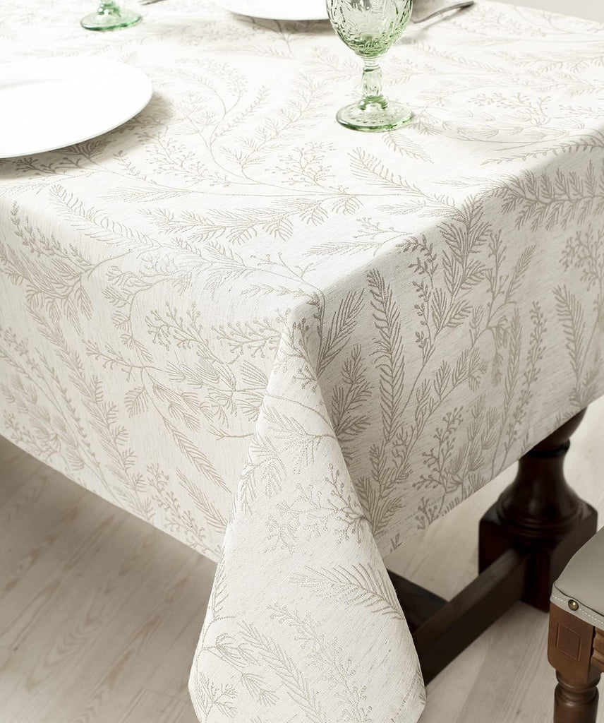 Elegant Damask Tablecloth for 8 Foot Large Rectangle Tables, Wrinkle and Stain Resistant Washable Floral Table Cloth