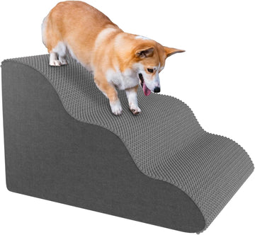 Pet Stairs for Small Dogs and Cats, Comfortable Curved Design with Waterproof Cover