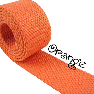 Orange - Heavy Canvas Webbing Roll 1.25" for Key Fobs, Purse Straps, Belting (5 Yard Roll)