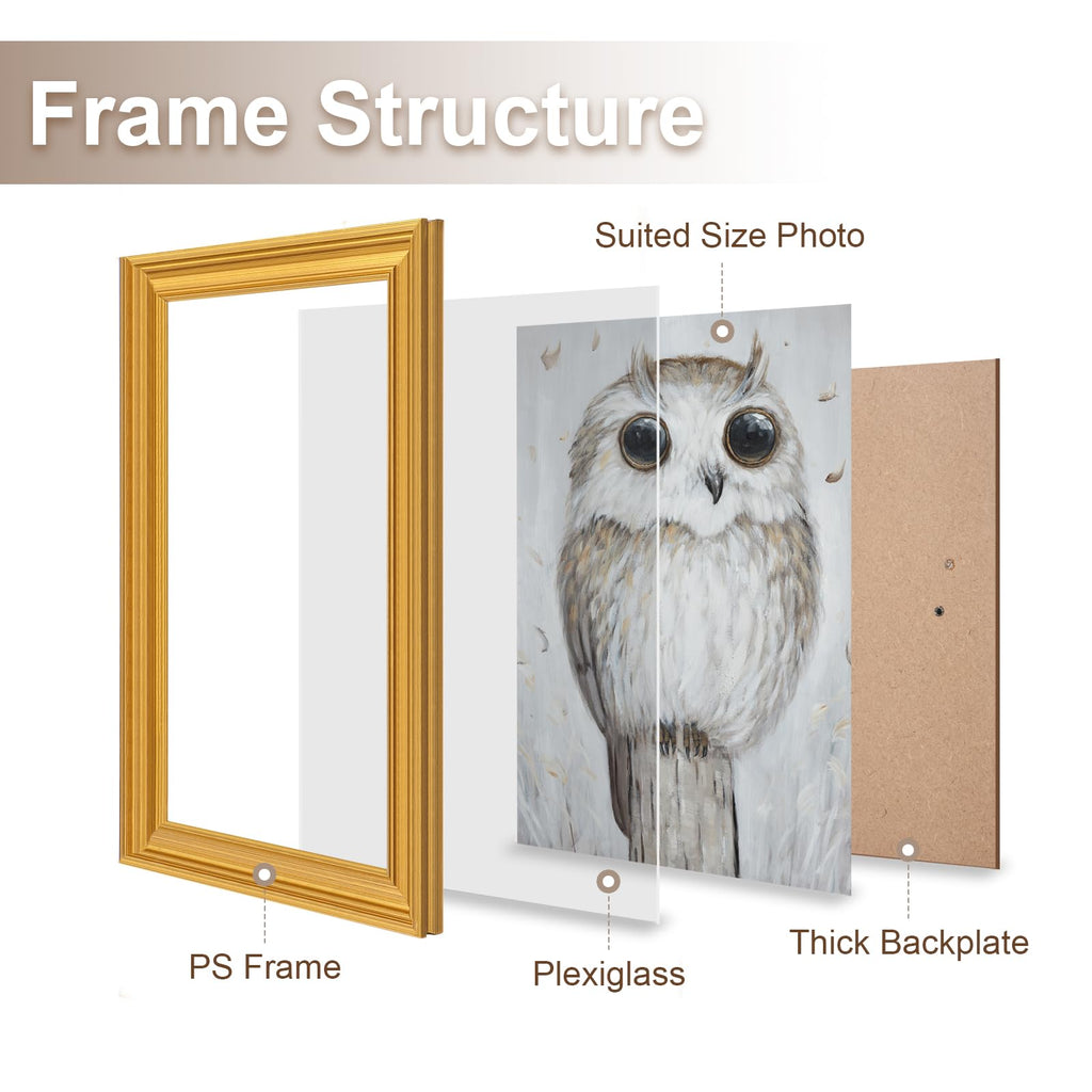 8x15 Frame, Transitional Modern Picture Frames, Gold Vintage Photo Frame