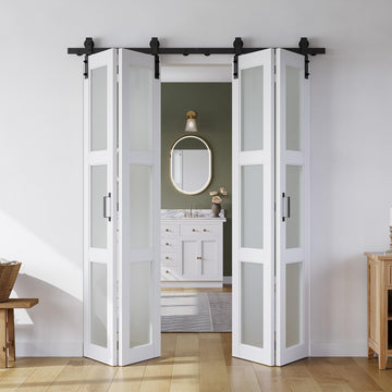 64" x 84" (Double 32") Bifold Barn Door with Hardware Kits