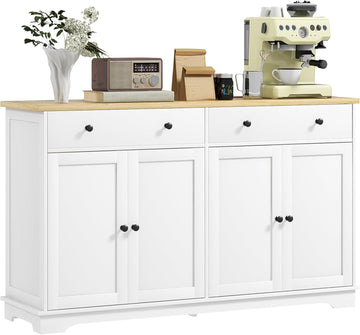 Sideboard Buffet Cabinet with Storage, 55" Modern Kitchen Cabinet with 4 Doors, 2 Drawers and 2 Adjustable Shelves