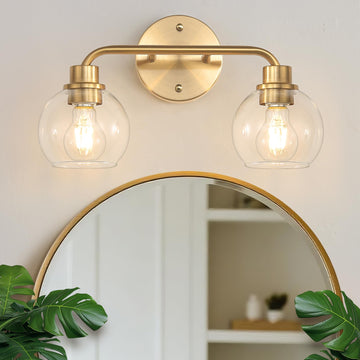 Bathroom Light Fixtures Gold Vanity Light 2 Light Brushed Brass