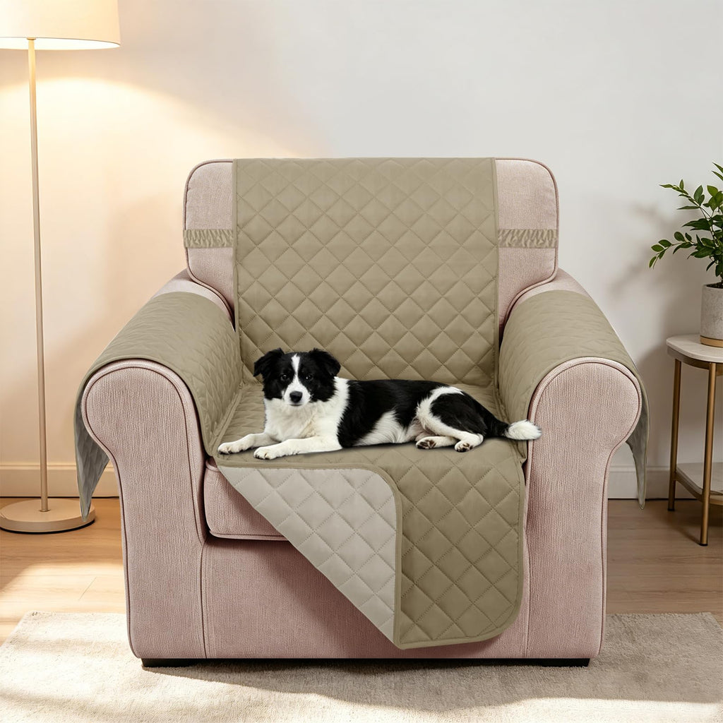 Reversible Recliner Chair Covers, Camel/Beige