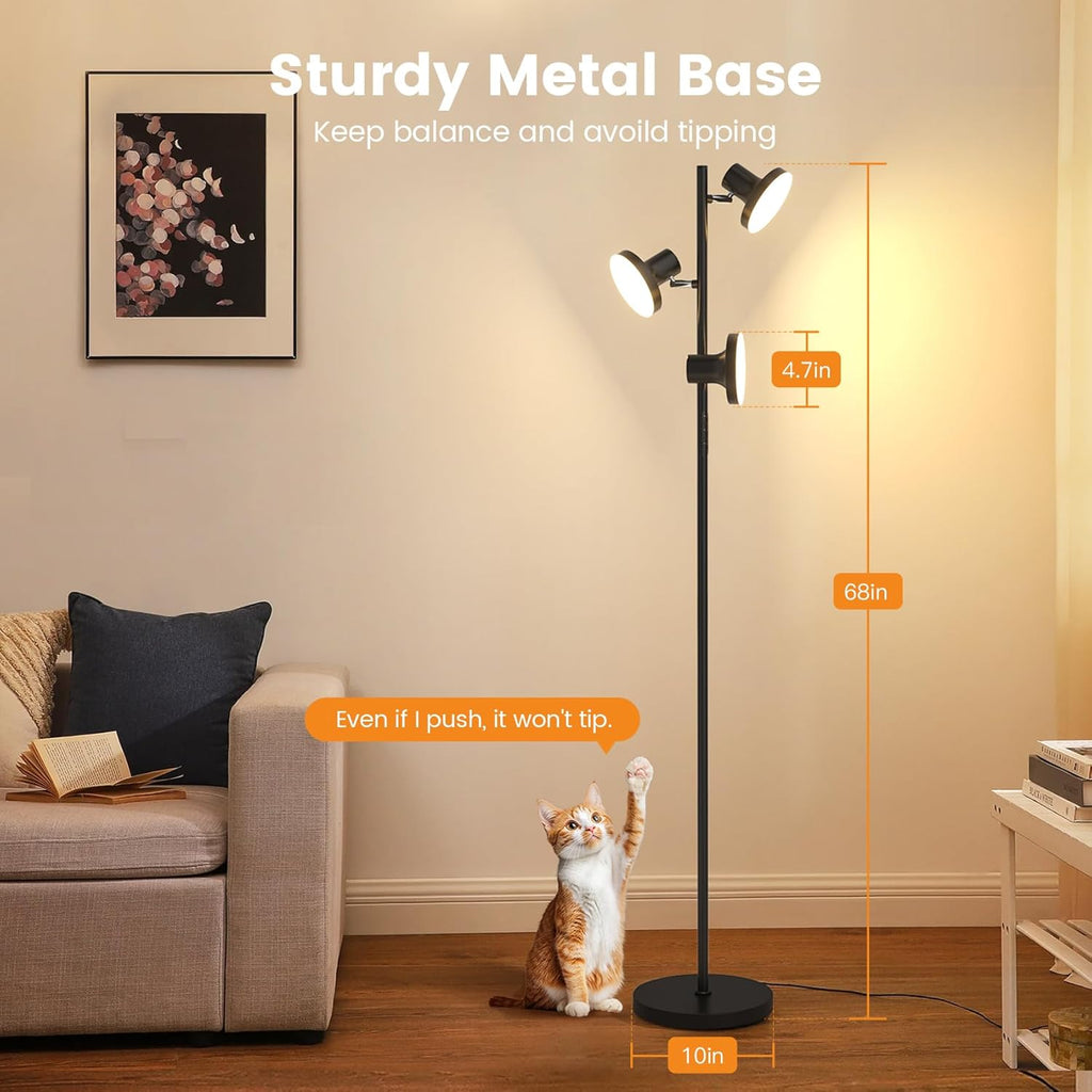 36W LED Tree Floor Lamp, Modern Dimmable Standing Lamp with Remote & Touch Control, 4 Color Temperatures