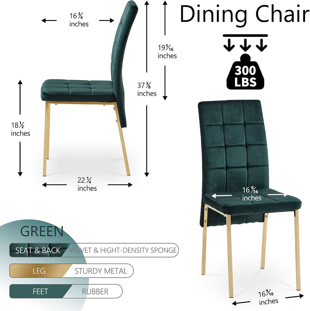 Upholstered Velvet Dining Chairs Classic Kitchen High Back Chairs Set of 4, Featured Dovetail Tufted Side Chairs