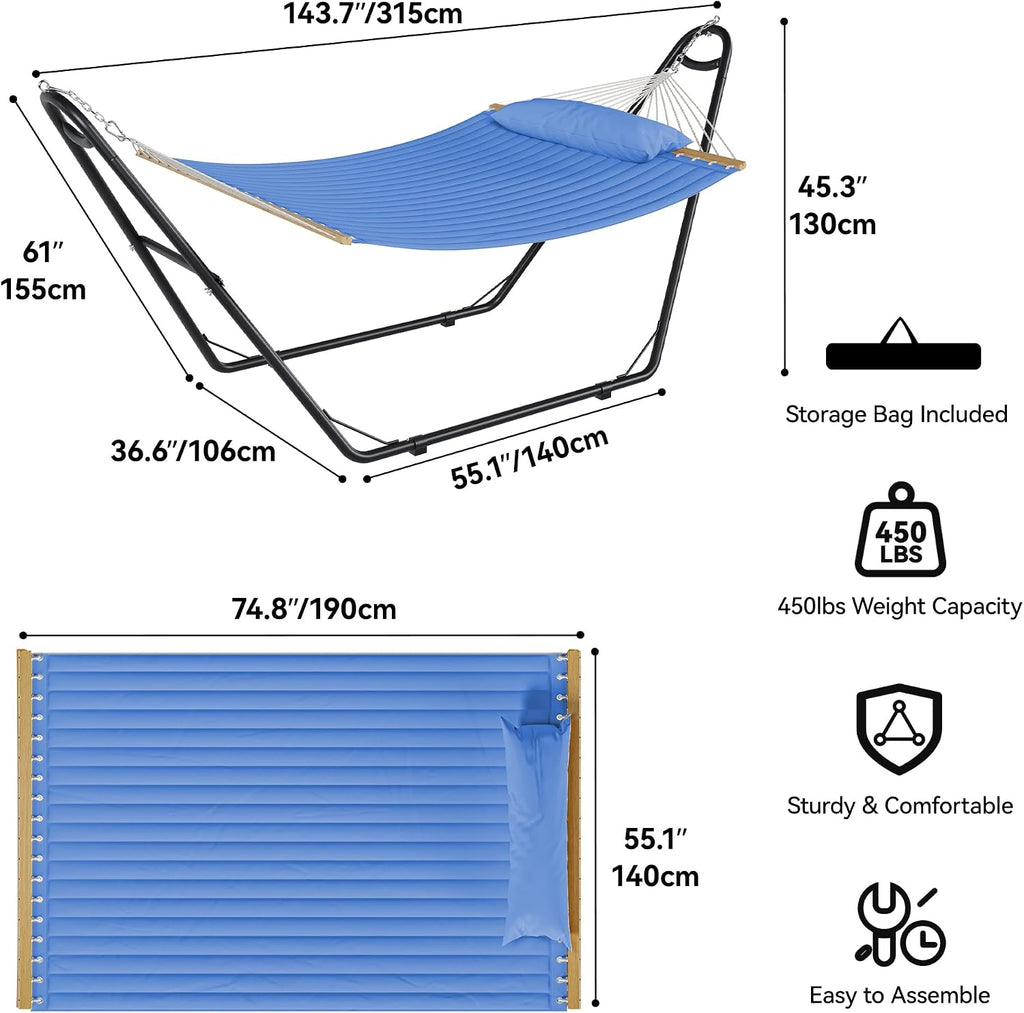 Hammock with Stand Included Hammock Heavy Duty Hammocks 12FT Waterproof Portable Hammock with Pillow Storage Bags