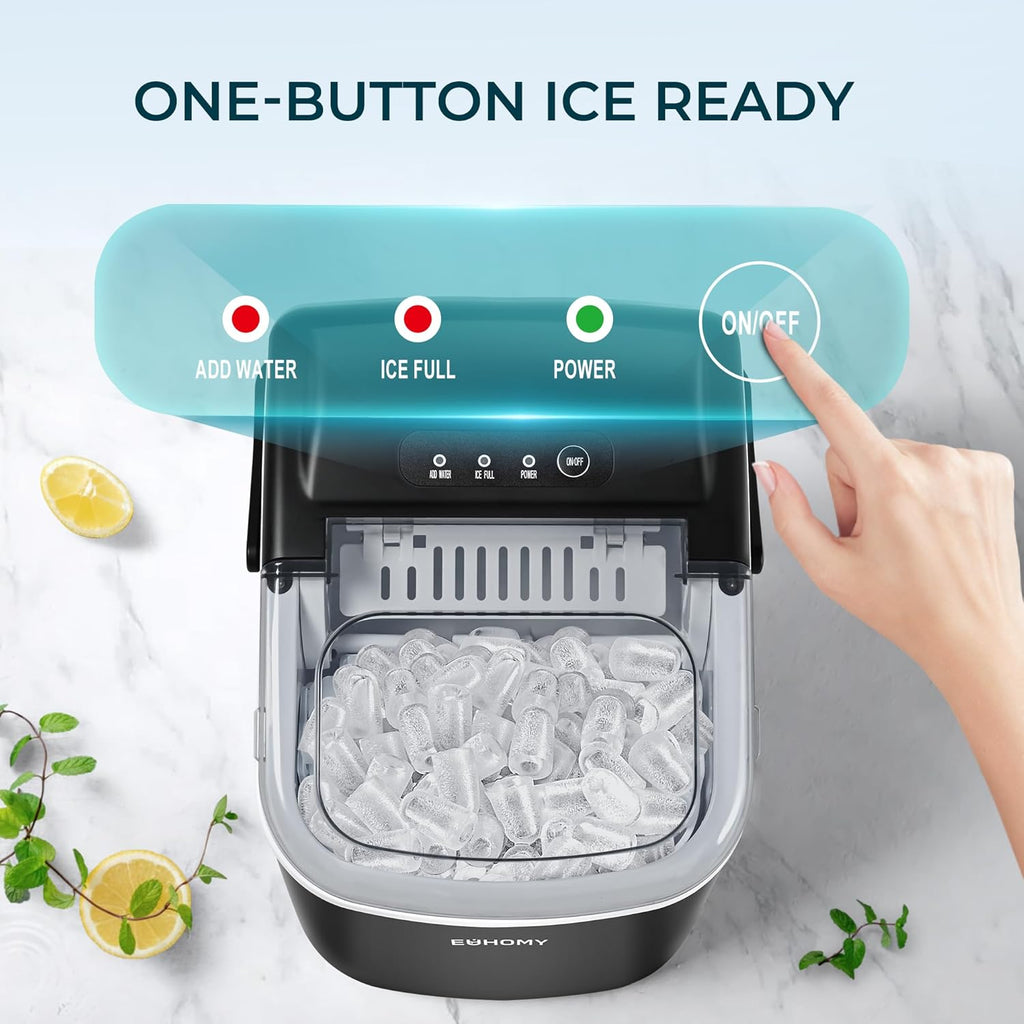 Countertop Ice Maker Machine with Handle, 26.5lbs Per Day, 9 Ice Cubes Ready in 6 Mins, Auto-Cleaning Portable Ice