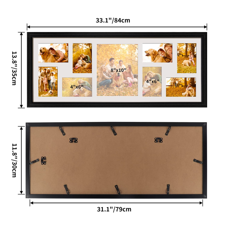 2 Pack 4x6 Picture Frames Collage with 9 Openings, Display Eight 4 x 6 Pictures and One 8x10 Photos for Wall