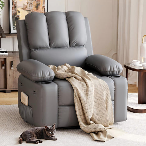 GarveeHome Recliner Chairs, Classic Manual Leather Recliner