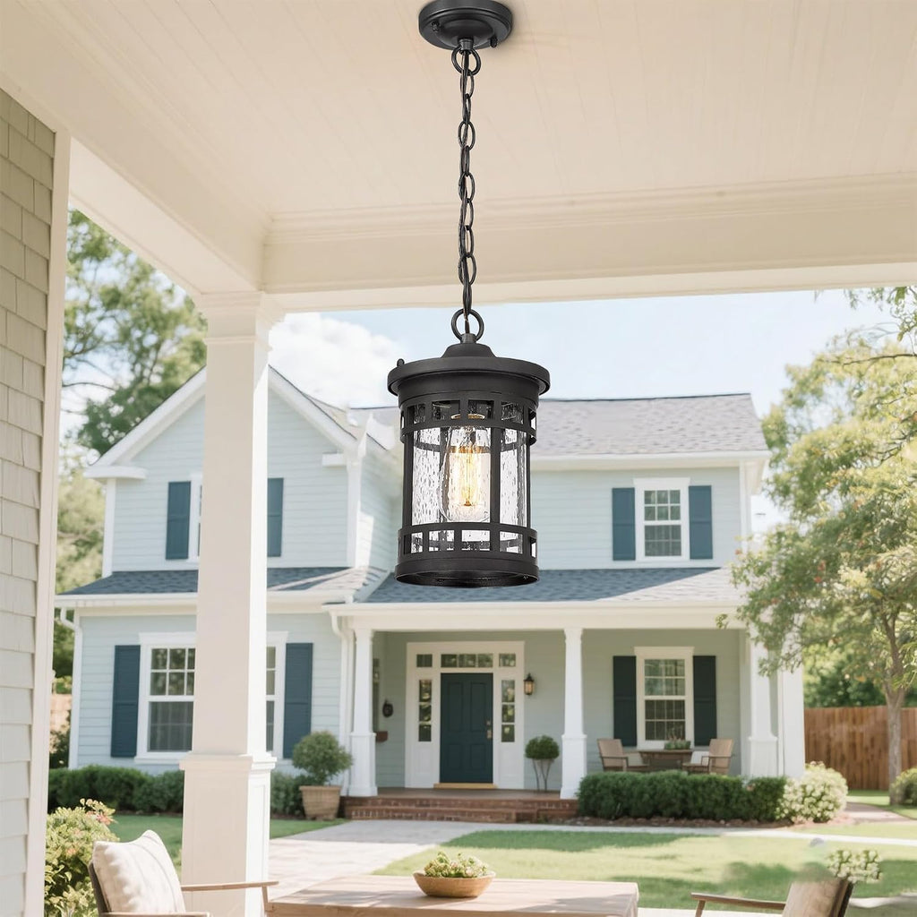 Outdoor Pendant Lantern - Anti-Rust Farmhouse Hanging Light Fixture